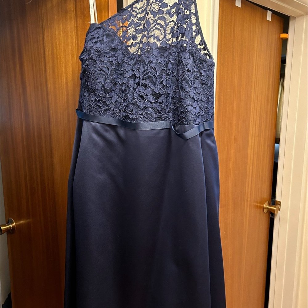 DAVID’S Bridal Long Dress with Lace Bodice